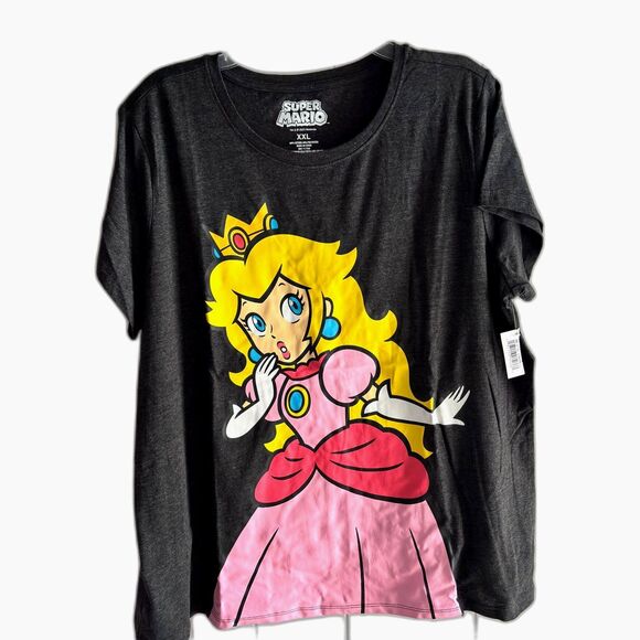 Nintendo Super Mario Men's Black Size XXL Princess Peaches T Shirt #F - Picture 1 of 4